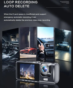 Dual Lens Dashcam with IR Nigh Vision Loop and Reverse Image Capture