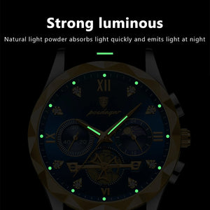 POEDAGAR Luxury Stainless Steel Men's Wristwatch
