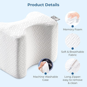 Memory Foam Knee Pillow; Back Support for Side Sleepers