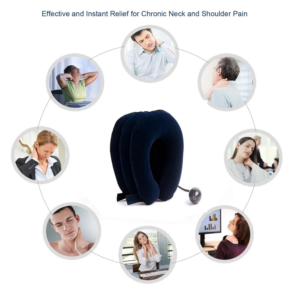 Inflatable Pillow Air Neck Traction Device for Instant Pain Relief